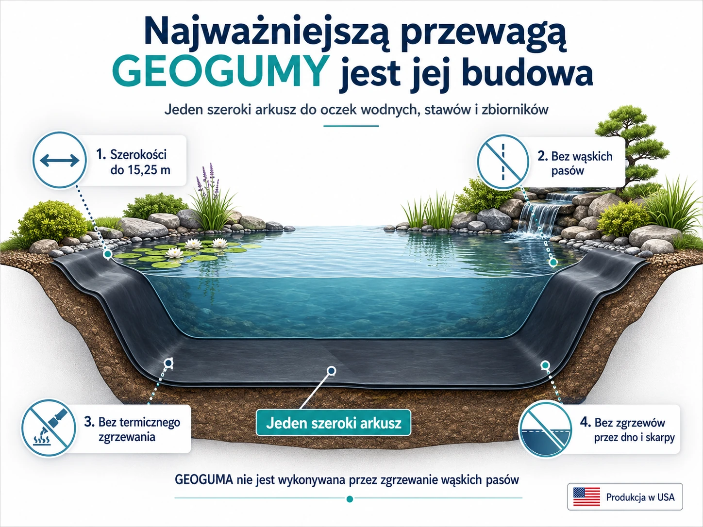 Najważniejsza przewaga geogumy to jeden szeroki arkusz